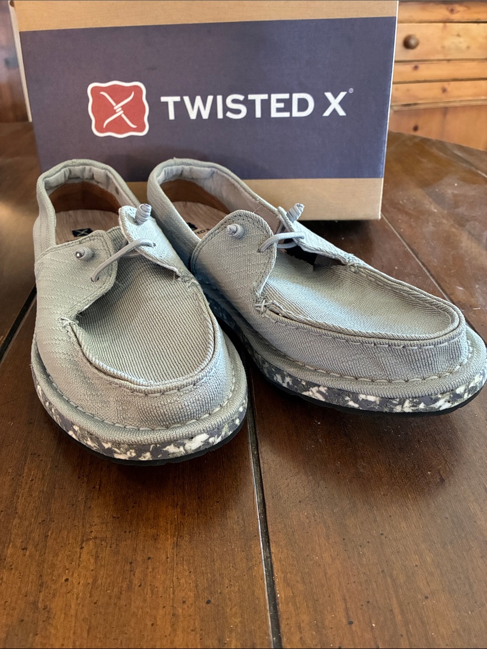 Twisted X Men’s Canvas Boat Shoes — Light Gray